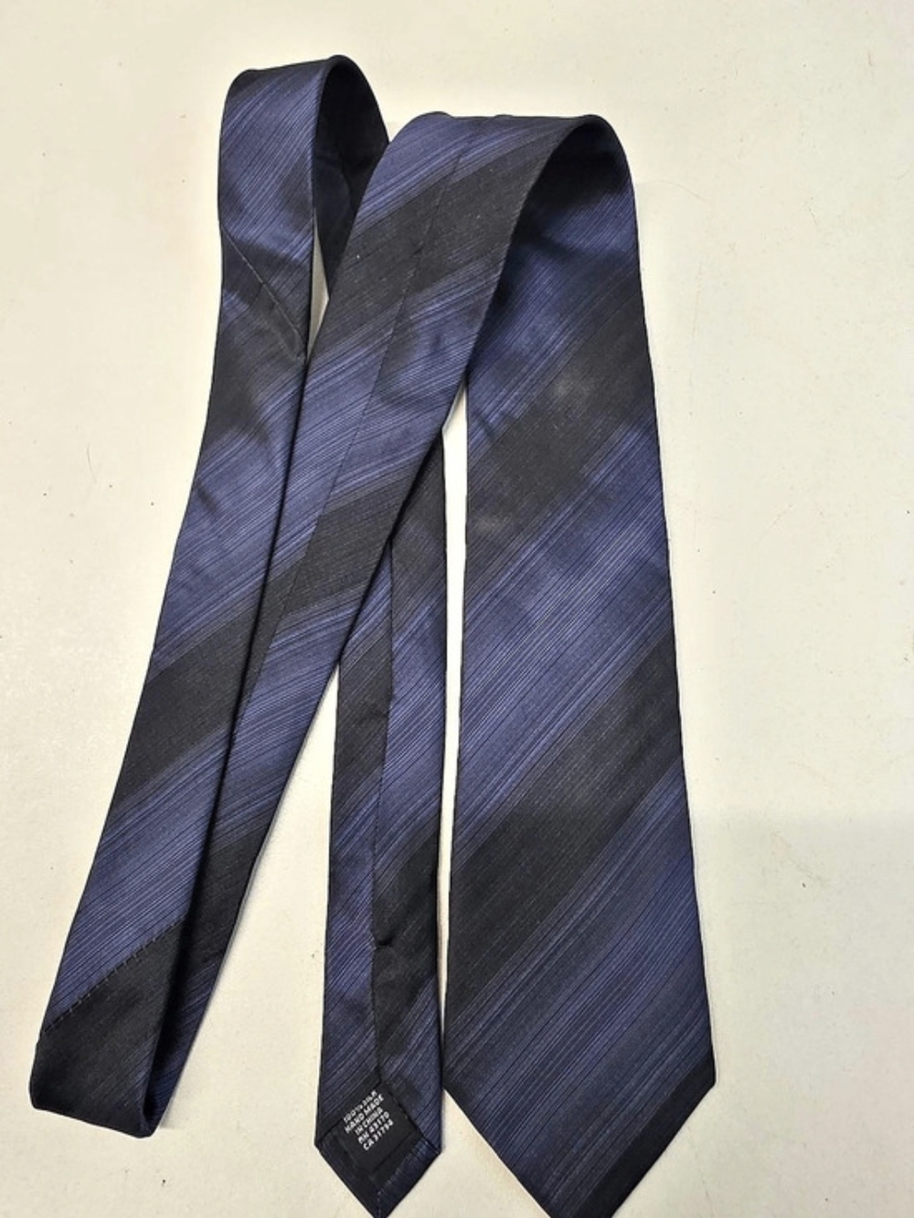 Alfani 100% Silk Tie Men's Navy Blue Black Diagonal Striped Textured Necktie